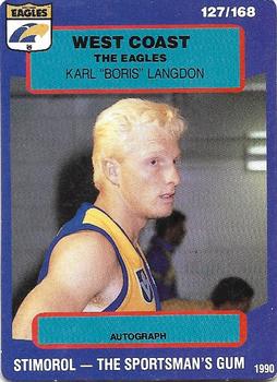 1990 AFL Scanlens Stimorol #127 Karl Langdon Front